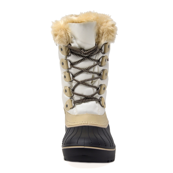 Lace Up Walking Snow Boots - BEIGE WHITE - 3